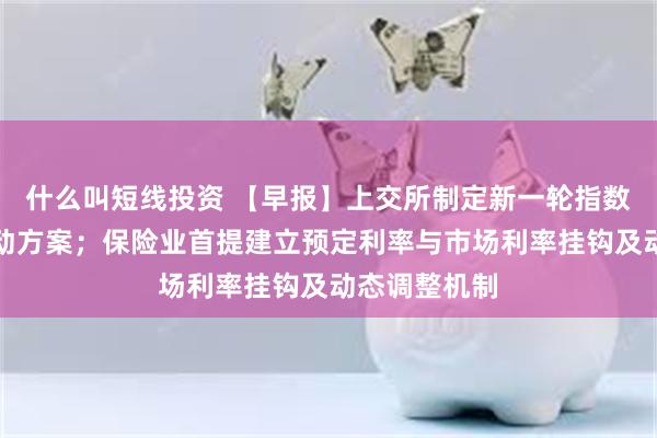 什么叫短线投资 【早报】上交所制定新一轮指数业务三年行动方案；保险业首提建立预定利率与市场利率挂钩及动态调整机制